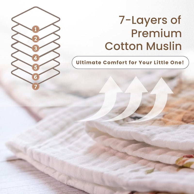 Max&So Baby Muslin Woodland Blanket – Reversible Cotton Muslin Baby Quilt, 48x48 Woodland Blanket for Newborns & Toddlers – Gender Neutral, Soft & Breathable - Image 5